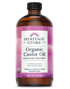 HERITAGE STORE Organic Castor Oil, Glass Bottle, Cold Pressed, castor oil packs for fertility